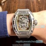 Richard Mille Skeleton Price- RM 052 Rose Gold Bezel Grey Rubber Watchband Watch